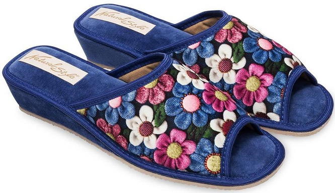 Pantofle damskie Meteor DV065 STOKROTKA czerwone, granatowe i fioletowe rozm.36-40