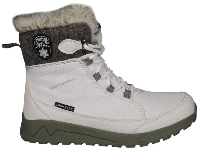 American Club CSN-39 children's snow boots, white and black, sizes 32-36