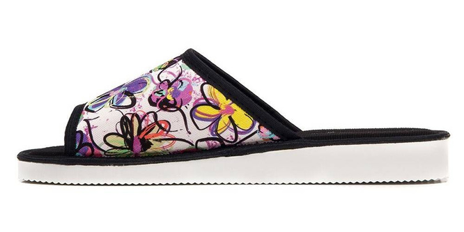 Pantofle damskie Meteor DV033 ALA różowe i niebieskie rozm.36-40