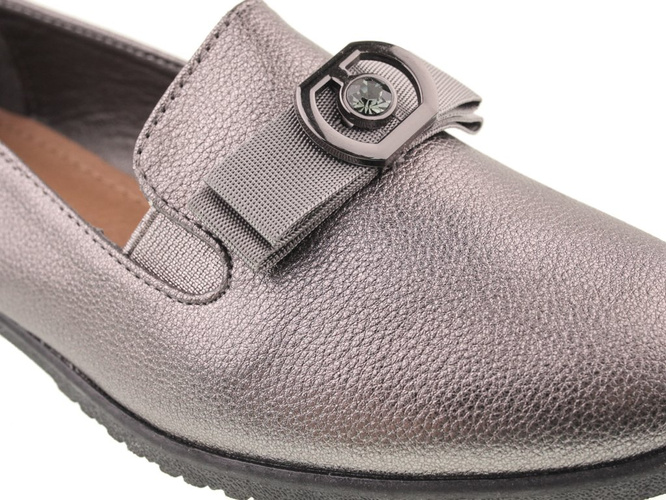 Mokasyny damskie Purlina DGE7861-5GU stalowe rozm.36-41