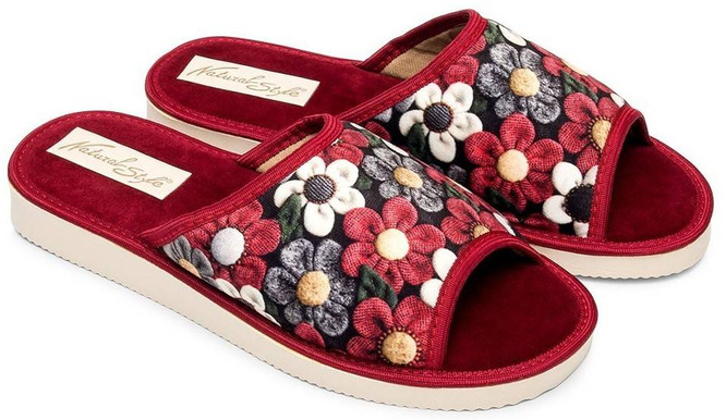 Pantofle damskie Meteor DV049 ULA granatowe i bordowe rozm.36-40