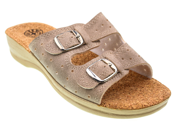 Women's Turkish slippers Fatex DF1811 beige size 36-41