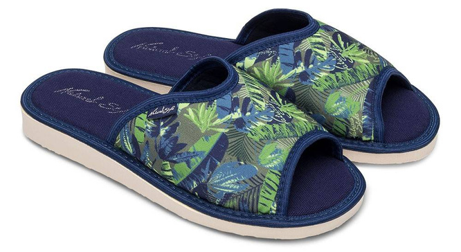 Pantofle damskie Meteor DV064 OLA niebieskie, zielone i czerwone rozm.36-40