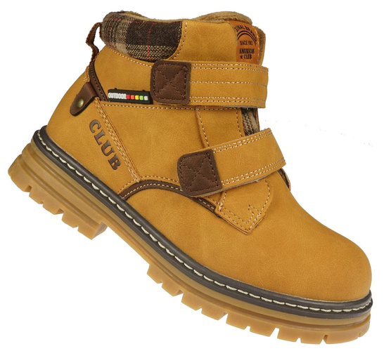 Buty zimowe dziecięce American Club BXD-103 czarne i camelowe rozm.29-33