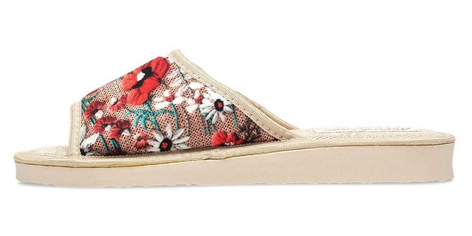 Pantofle damskie Meteor DV039 WIOSENNA ŁĄCZKA niebieskie i czerwone rozm.36-40