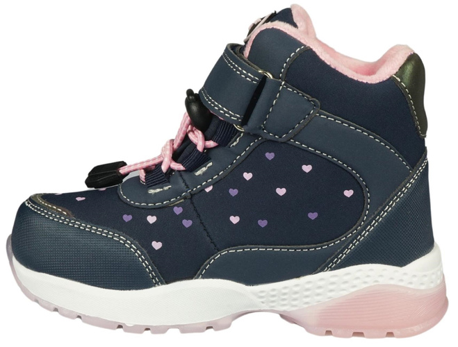 Buty zimowe dziecięce American Club BRL-131 granatowe i bordowe LED rozm.27-31
