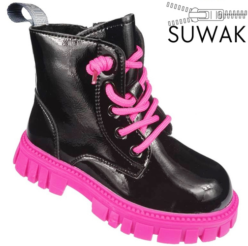 Buty zimowe dziecięce Apawwa CNQ422FU czarno-różowe rozm.32-37