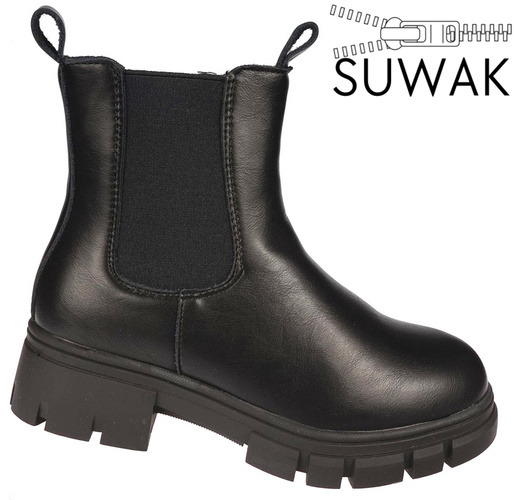 Apawwa BND726BL children's transitional shoes, black, sizes 26-31