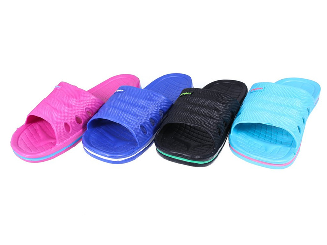 Women's pool slippers Gofar DF2090B blue, pink, turquoise and black, size 36-41