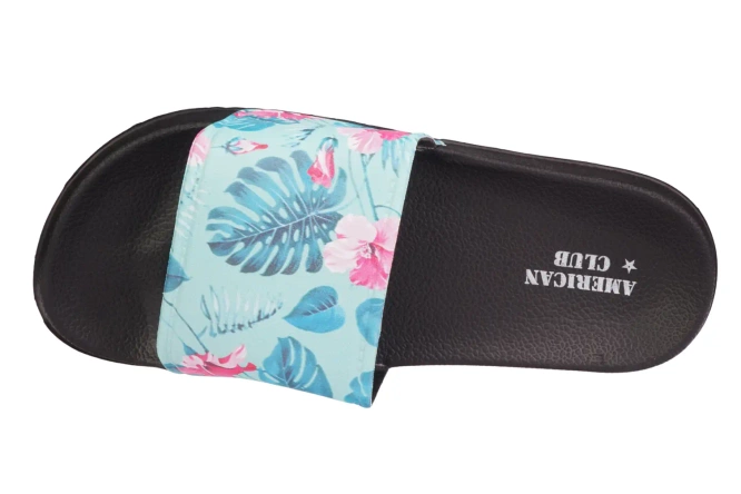 Klapki basenowe młodzieżowe American Club DNH-125 czarno-niebieskie rozm.37-41