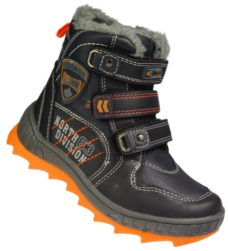 Children's winter shoes American Club B-86831 black and navy blue, size 24-28