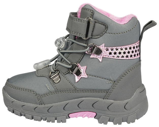 Children's winter shoes American Club AHL-68-22 pink and gray, size 22-26