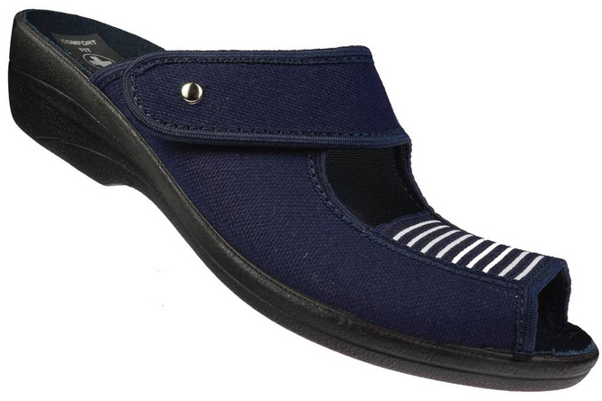 Pantofle tekstylne damskie Skarbek R334 granatowe rozm.36-41