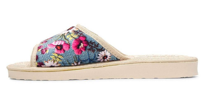 Pantofle damskie Meteor DV039 WIOSENNA ŁĄCZKA niebieskie i czerwone rozm.36-40