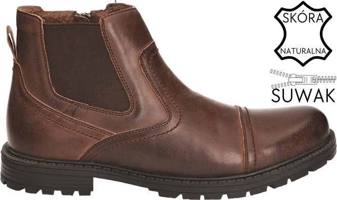 Sztyblety męskie American Club MCY-131 czarne i brązowe rozm.41-45