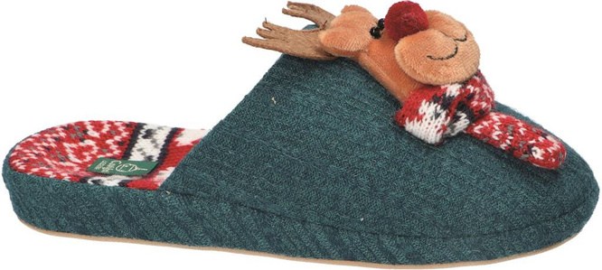 Pantofle tekstylne damskie American Club DSL-11 zielone i granatowe rozm.37-41