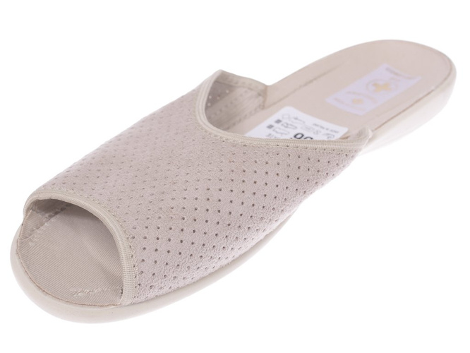 Pantofle tekstylne damskie Skarbek D836 beżowe rozm.36-41