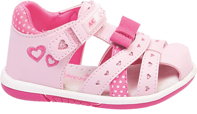 Children's sandals American Club BDR-28 white and pink, size 26-30