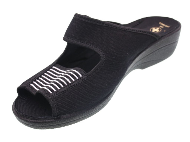 Women's textile slippers Skarbek D335, black, size 36-41