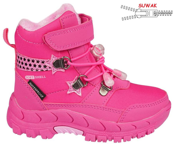 Children's winter shoes American Club AHL-68-22 pink and gray, size 22-26