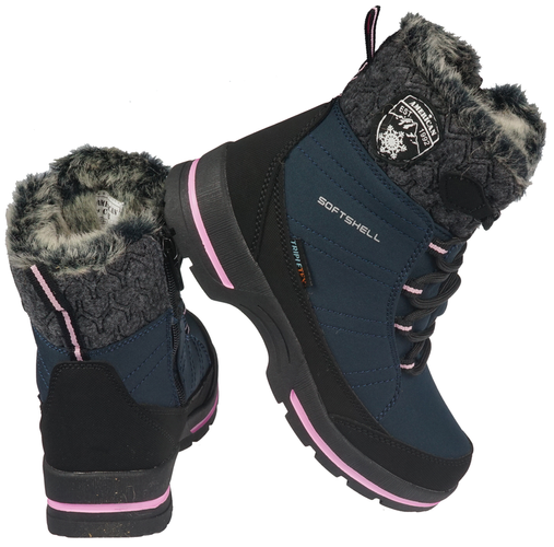 Buty zimowe dziecięce American Club CSN-03 szare i granatowe rozm.32-36