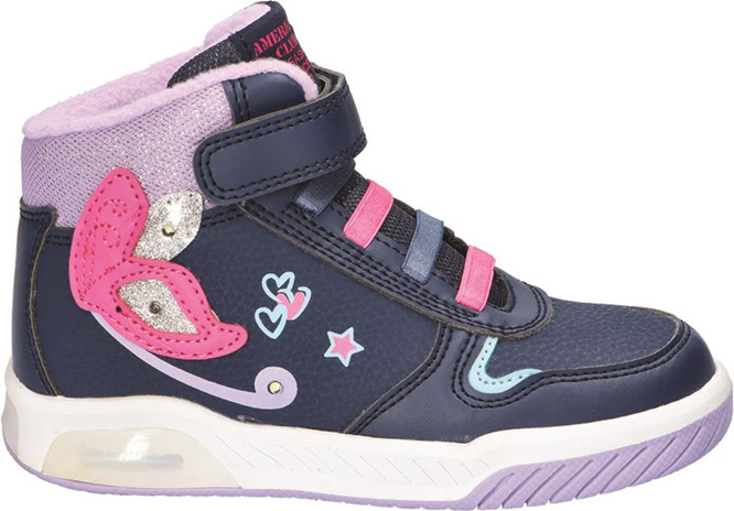 American Club CES-161 children's winter shoes navy blue and gray LED size 30-34