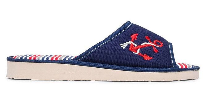 Pantofle damskie Meteor DV095 KOTWICA granatowe rozm.36-40