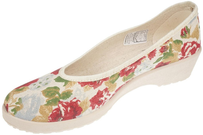 Women's trainers Skarpol 137 KWIATY LEN beige sizes 36-41