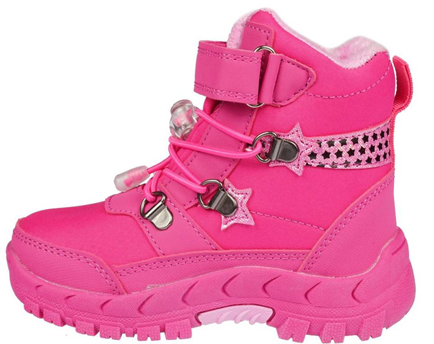 Children's winter shoes American Club AHL-68-22 pink and gray, size 22-26