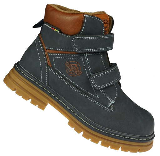 American Club CXD-99 children's winter shoes, navy blue and camel, sizes 33-37