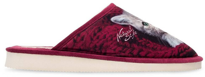 Pantofle damskie Meteor DV128 KOTEK granatowe i bordowe rozm.36-40