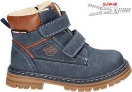 Buty zimowe dziecięce American Club CXD-99 granatowe i camelowe rozm.33-37