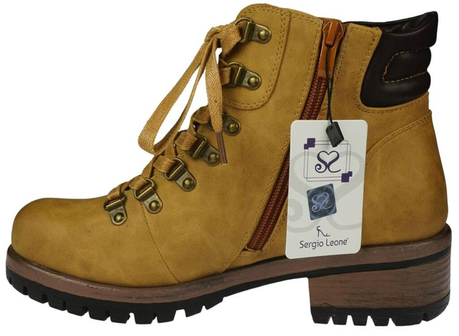 Buty zimowe damskie Sergio Leone DTR0714-11NZO żółte rozm.36-40