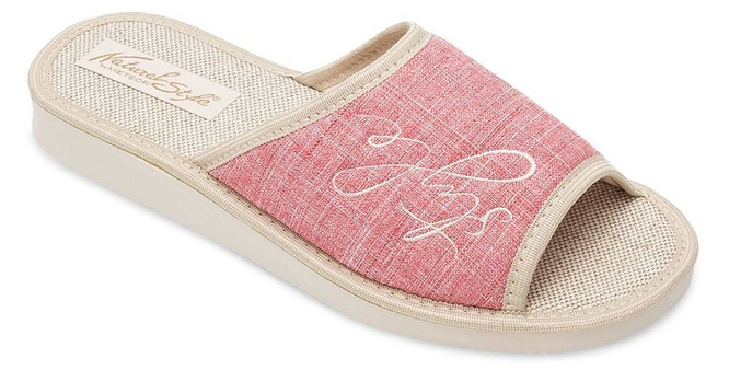 Pantofle damskie Meteor DV096 EWA brązowe, różowe i niebieskie rozm.36-40