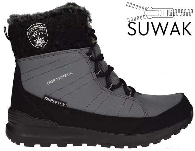 Buty zimowe damskie American Club DSN-43 szare rozm.37-41