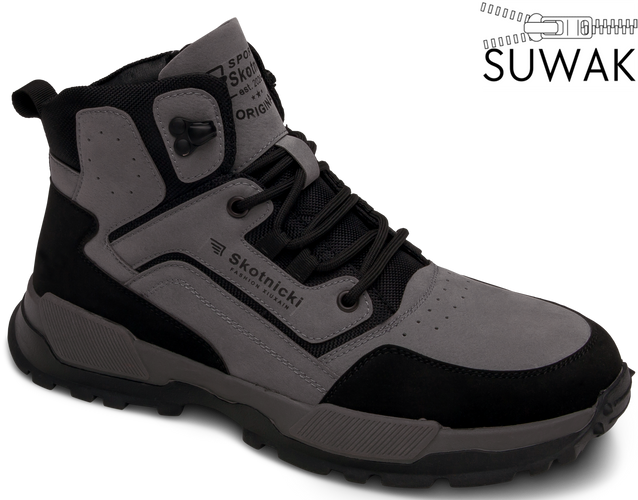 Men’s ankle boots Skotnicki MTR-4-0730DGY gray, sizes 40–45