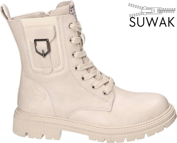 Obuwie zimowe dziecięce American Club CXD-95 czarne i beżowe rozm.34-38