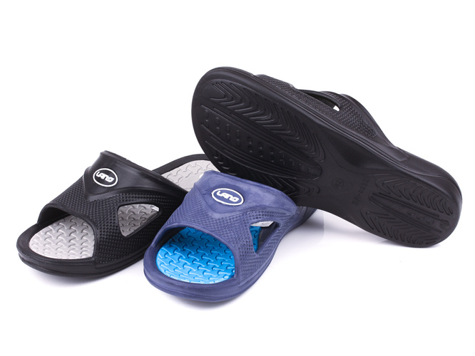 Lano oversized men's pool slippers NKL-0401 gray, blue and green, size 47-49