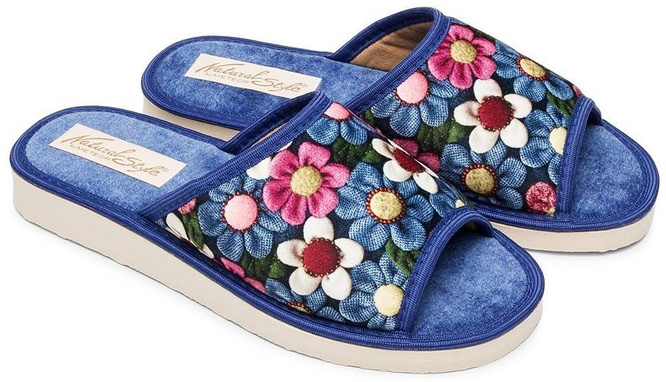 Pantofle damskie Meteor DV049 ULA granatowe i bordowe rozm.36-40