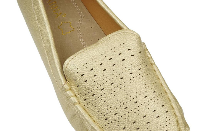 Mokasyny damskie SABATINA DYSD422-KGO złote rozm.36-41