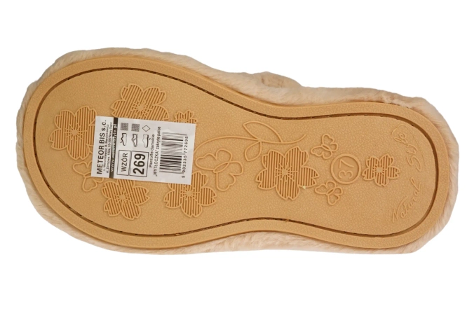 Pantofle damskie Meteor DV269 WYTŁOCZKA camelowe rozm.36-40