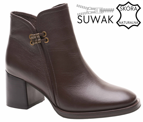 Botki zimowe damskie Sergio Leone DBT25209-SBR brązowe rozm.36-40