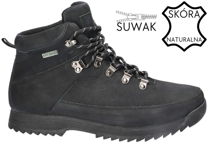 American Club MCY-92 men's transitional shoes black and camel, size 41-45