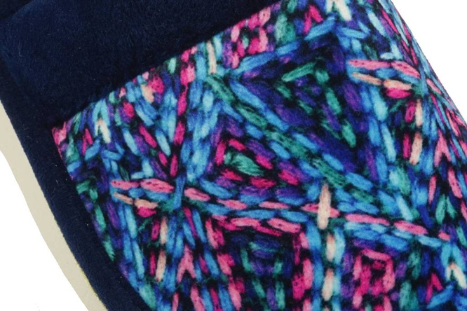 Pantofle damskie Meteor DV076 MAROKO granatowe i beżowe rozm.36-40