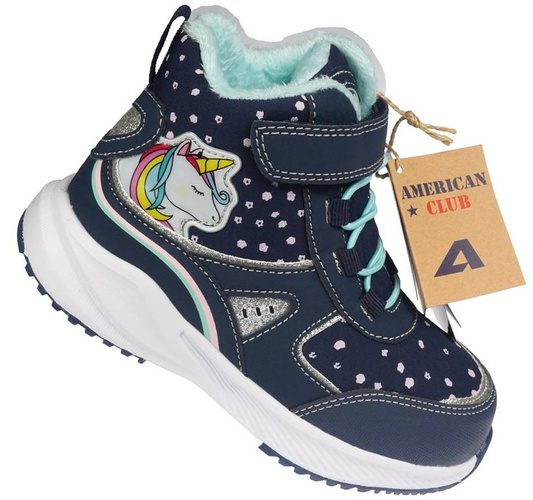 American Club BRL-92 gray and navy blue children's winter shoes, size 28-32
