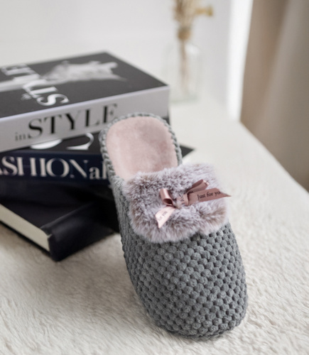 Women’s Slippers Meteor DV265 QUILTED FUSBET grey size 36–40