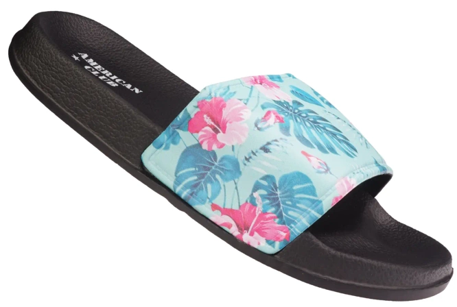 Klapki basenowe młodzieżowe American Club DNH-125 czarno-niebieskie rozm.37-41