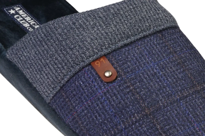 Men's textile slippers American Club MSL-25 black and navy blue size 41-45