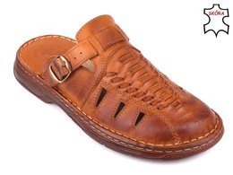 Men's slippers Łukpol R806KO cognac size 40-46