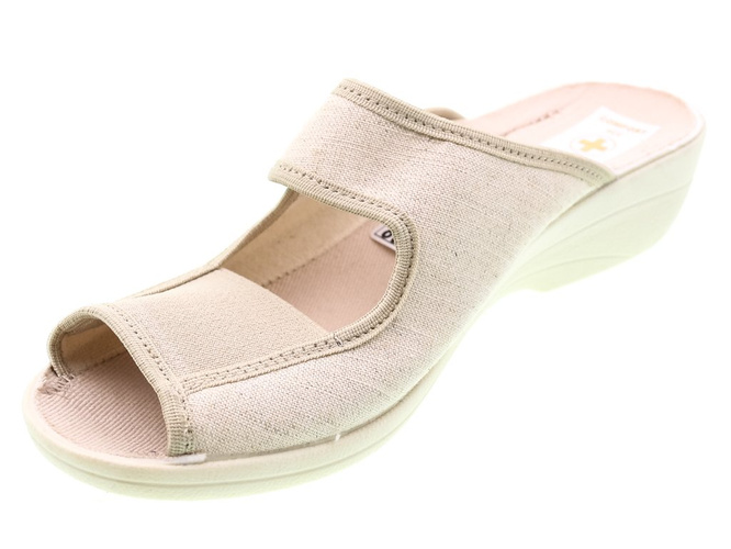 Pantofle tekstylne Skarbek D336 beżowe rozm.36-41